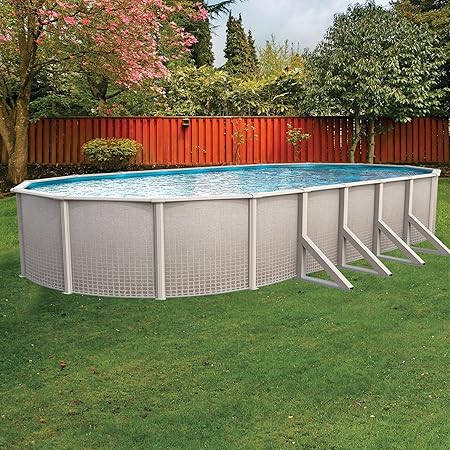 12' x 18' Oval Above Ground Swimming Pool - Freestyle Package - Featuring: Sand Filter, Pump System and A-Frame Ladder
